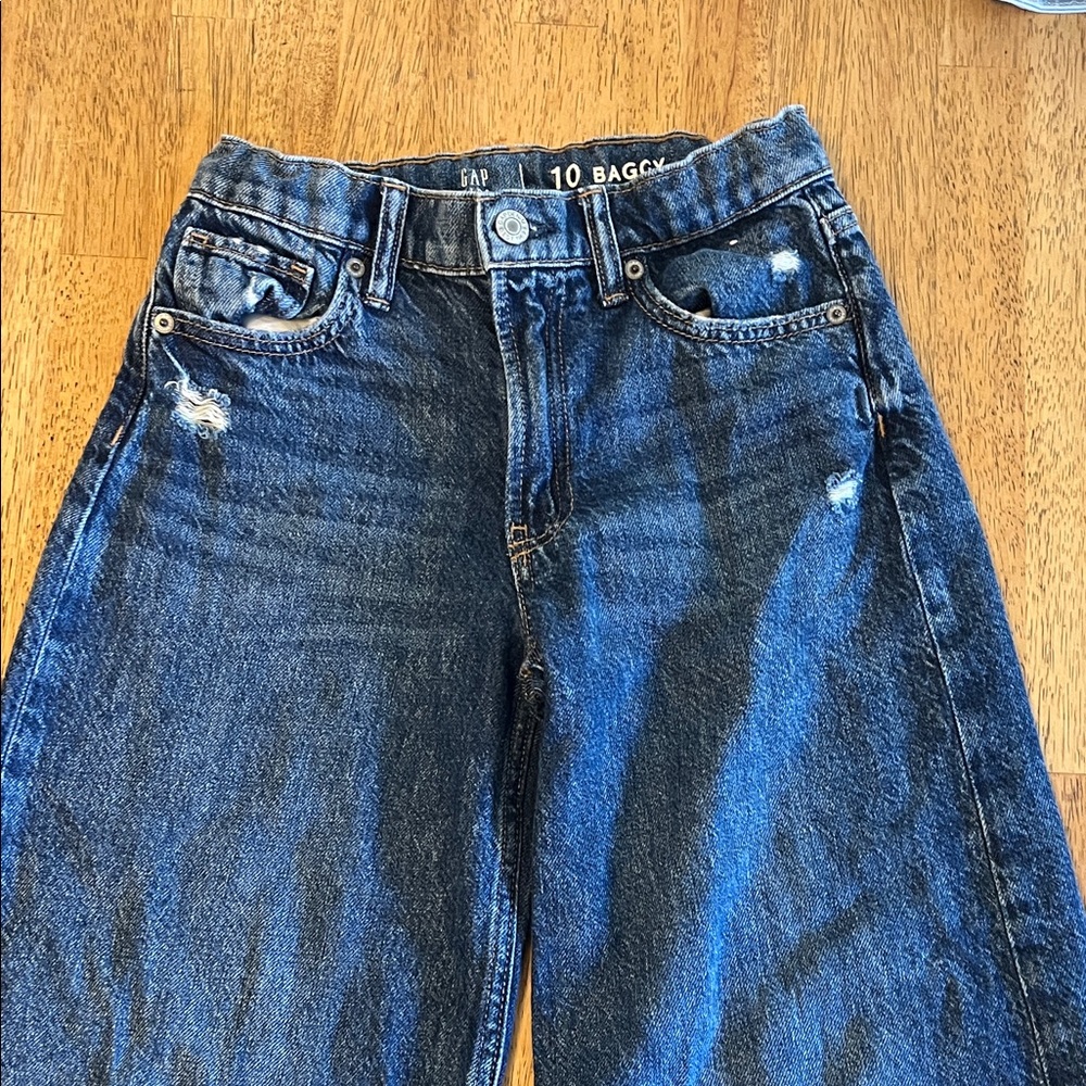 GAP Kids Dark Blue Distressed Baggy Jeans